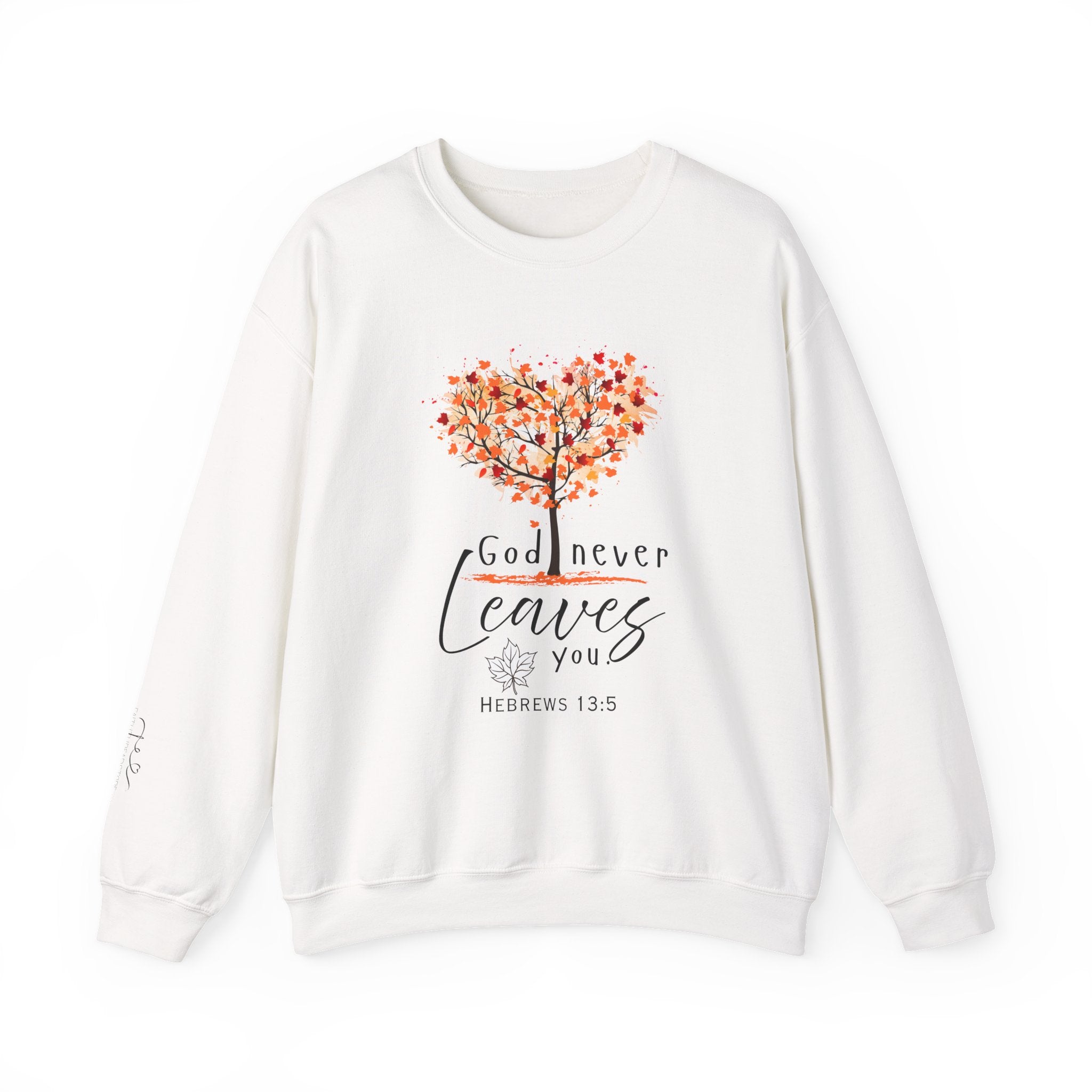 God never leaves women's faith crewneck sweatshirt
