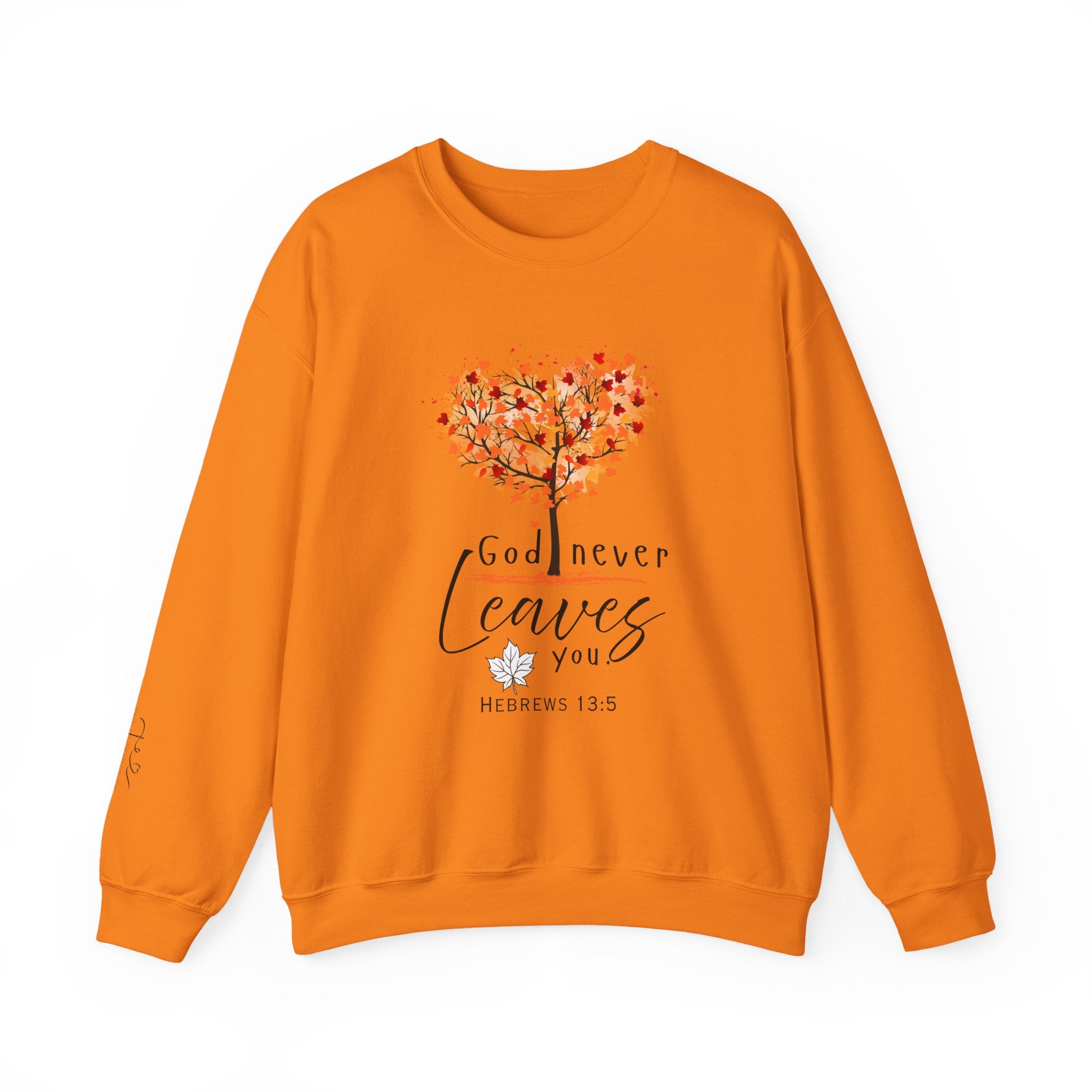 God never leaves women's faith crewneck sweatshirt