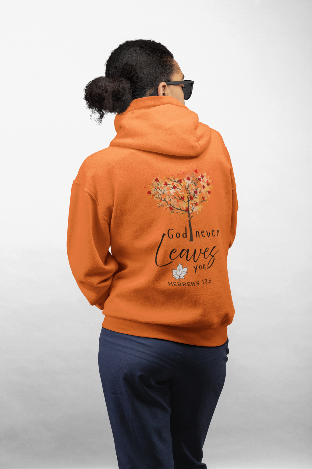 God never leaves you women's faith hoodie