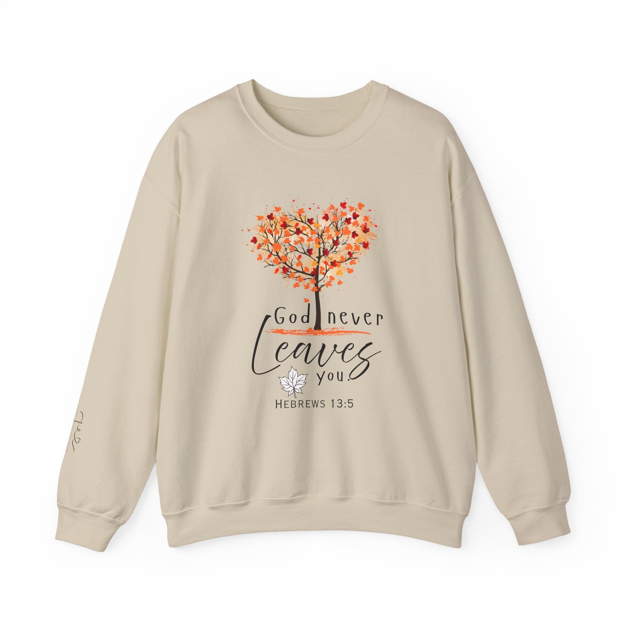 God never leaves women's faith crewneck sweatshirt