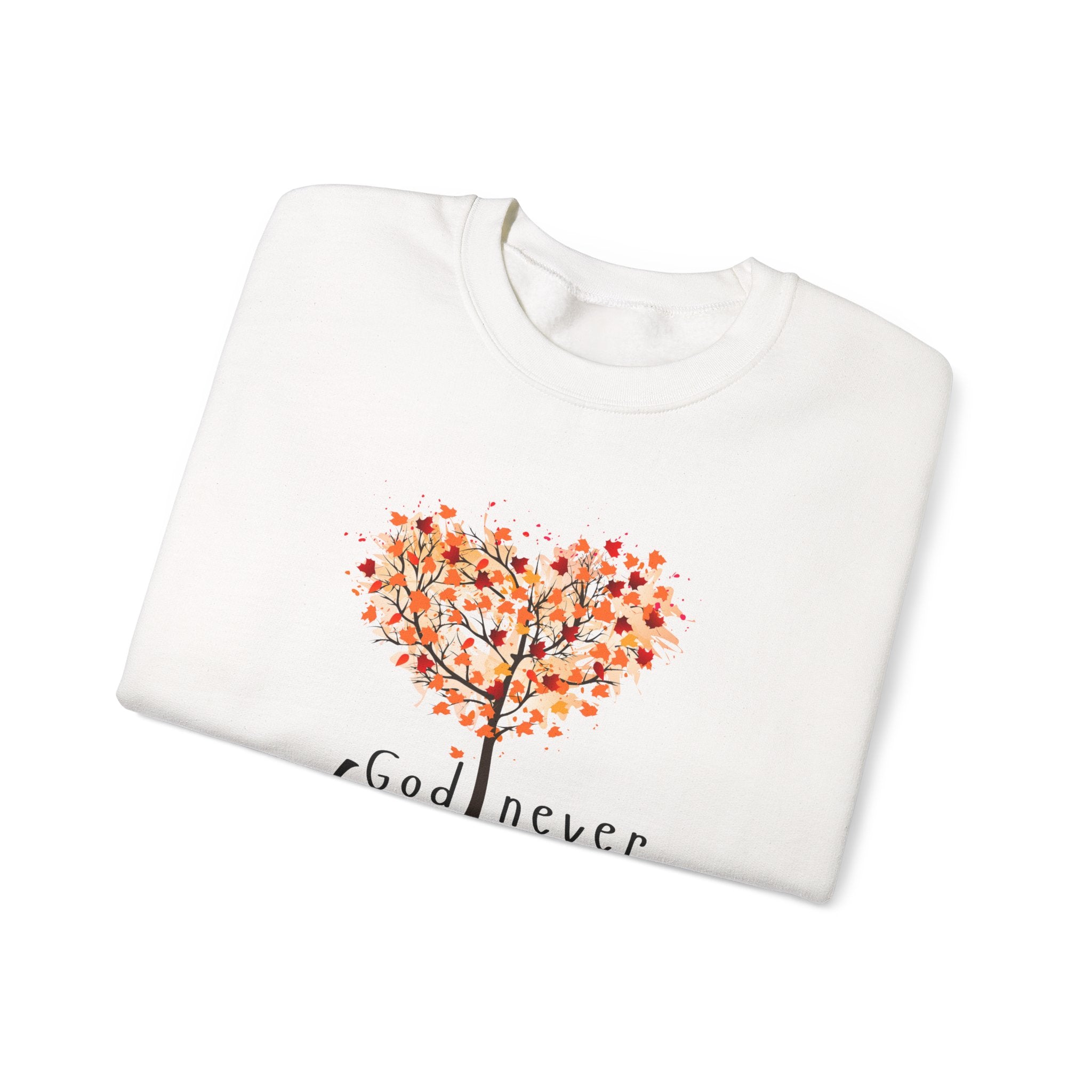 God never leaves women's faith crewneck sweatshirt