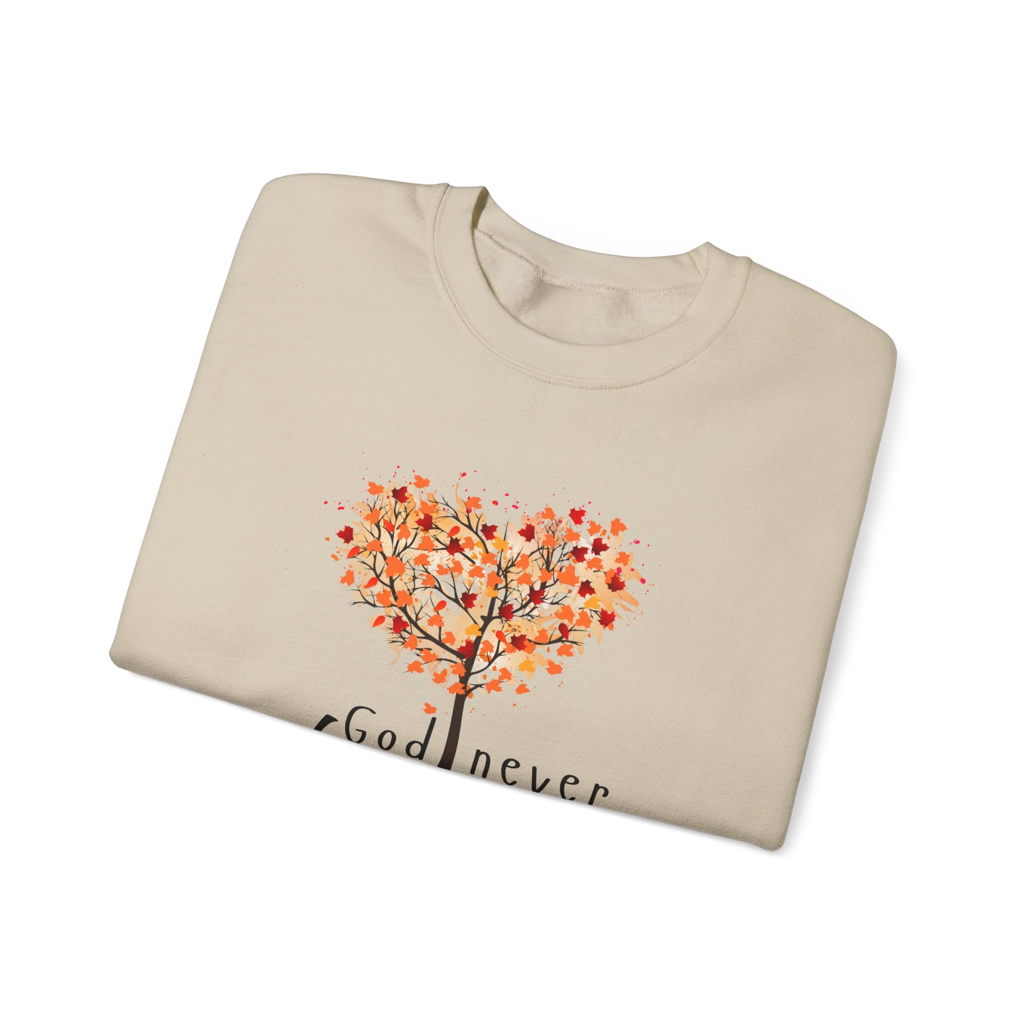 God never leaves women's faith crewneck sweatshirt